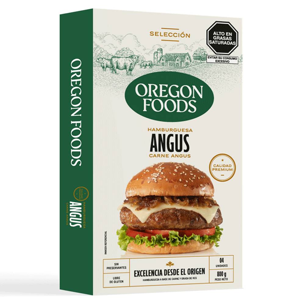Hamburguesas Angus Oregon Foods 4un