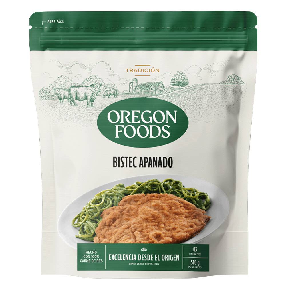 Bistec Apanado de Res Oregon Foods 3un