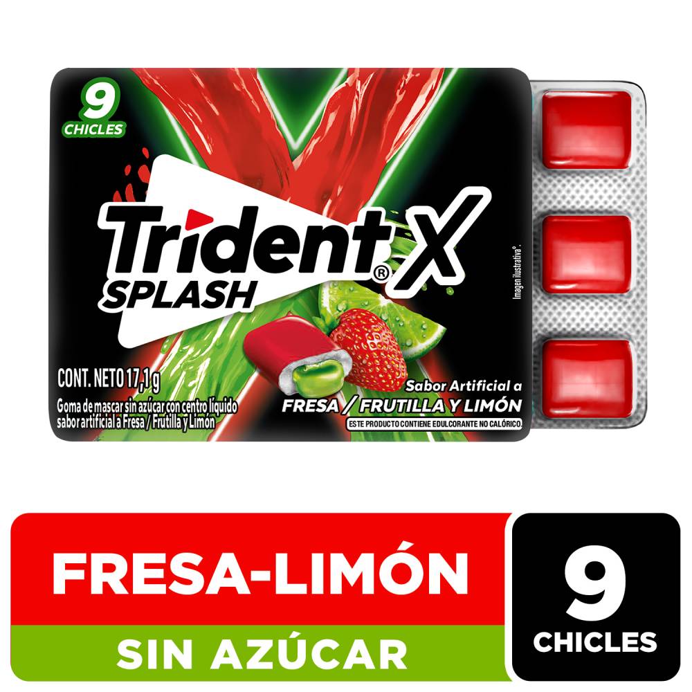 Chicle Sin Azúcar Trident X Splash Fresa - Limón 9un
