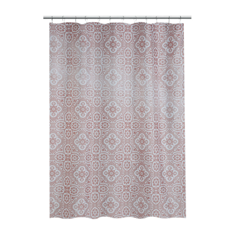 Cortina de Baño Krea Poliéster con Gancho Flores