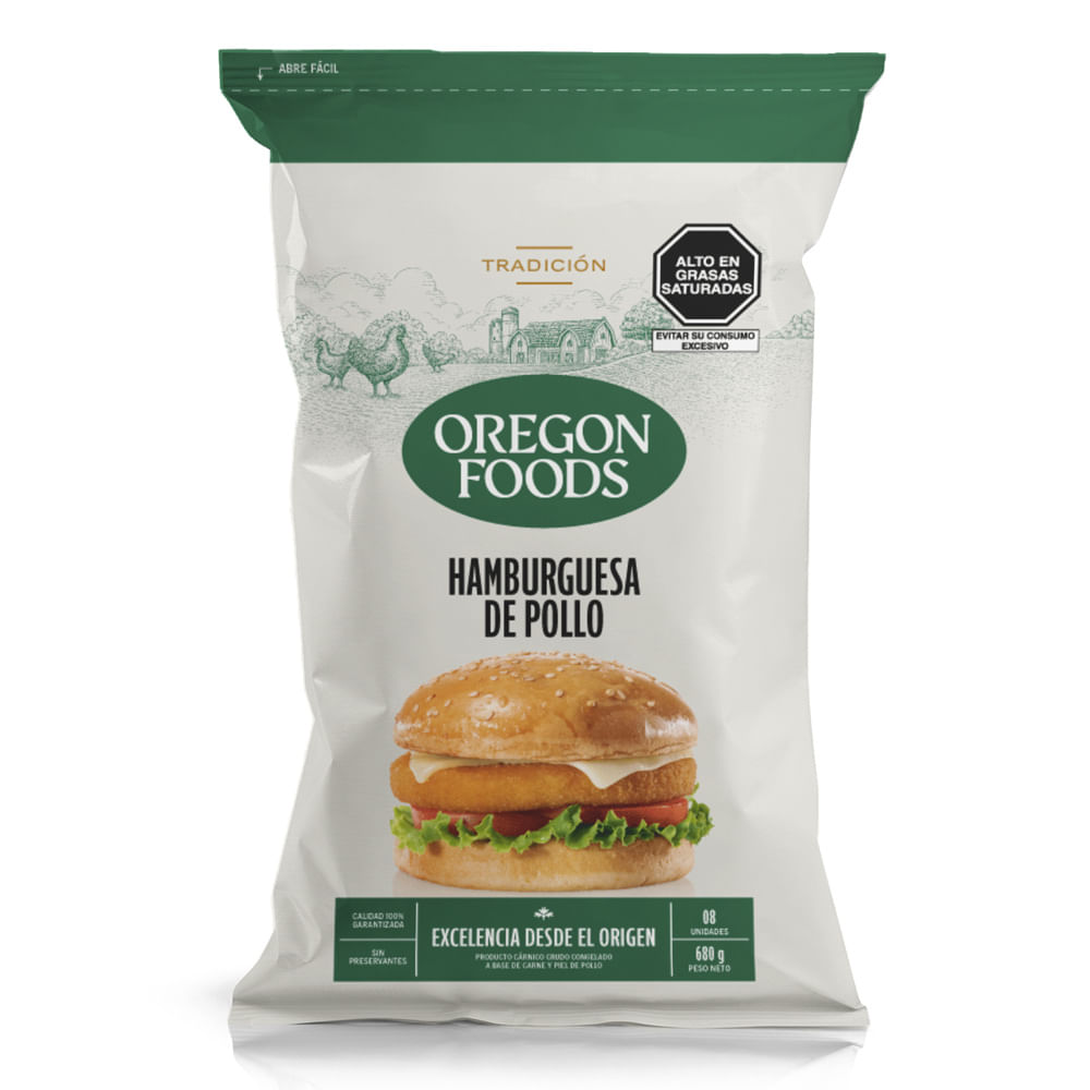 Hamburguesa de Pollo Oregon Foods 8un