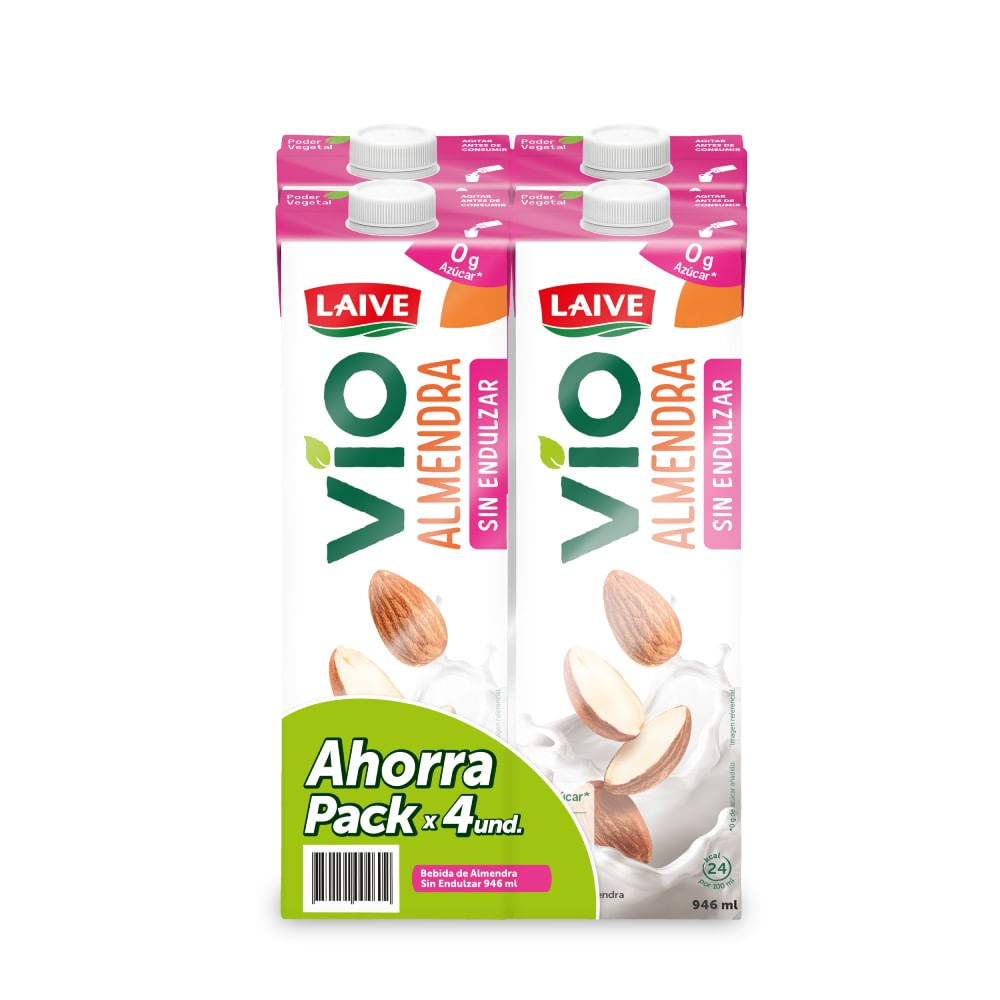 Fourpack Bebida de Almendra Sin Endulzar Laive Vio Caja 946ml