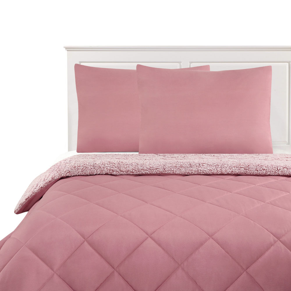 Plumón Krea Sherpa Liso 2 Plazas Palo Rosa