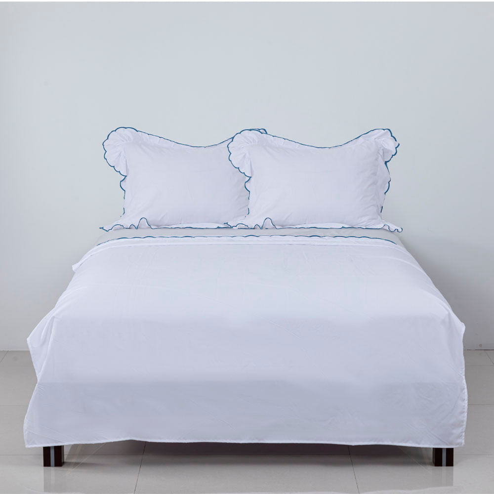 Juego de Sábanas Krea Bordada 120Gsm Microfibra Olivia 2 Plazas