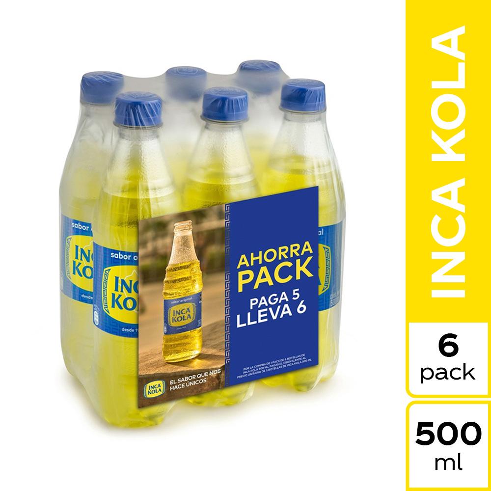 Sixpack Gaseosa Inca Kola Sabor Original Botella 500ml