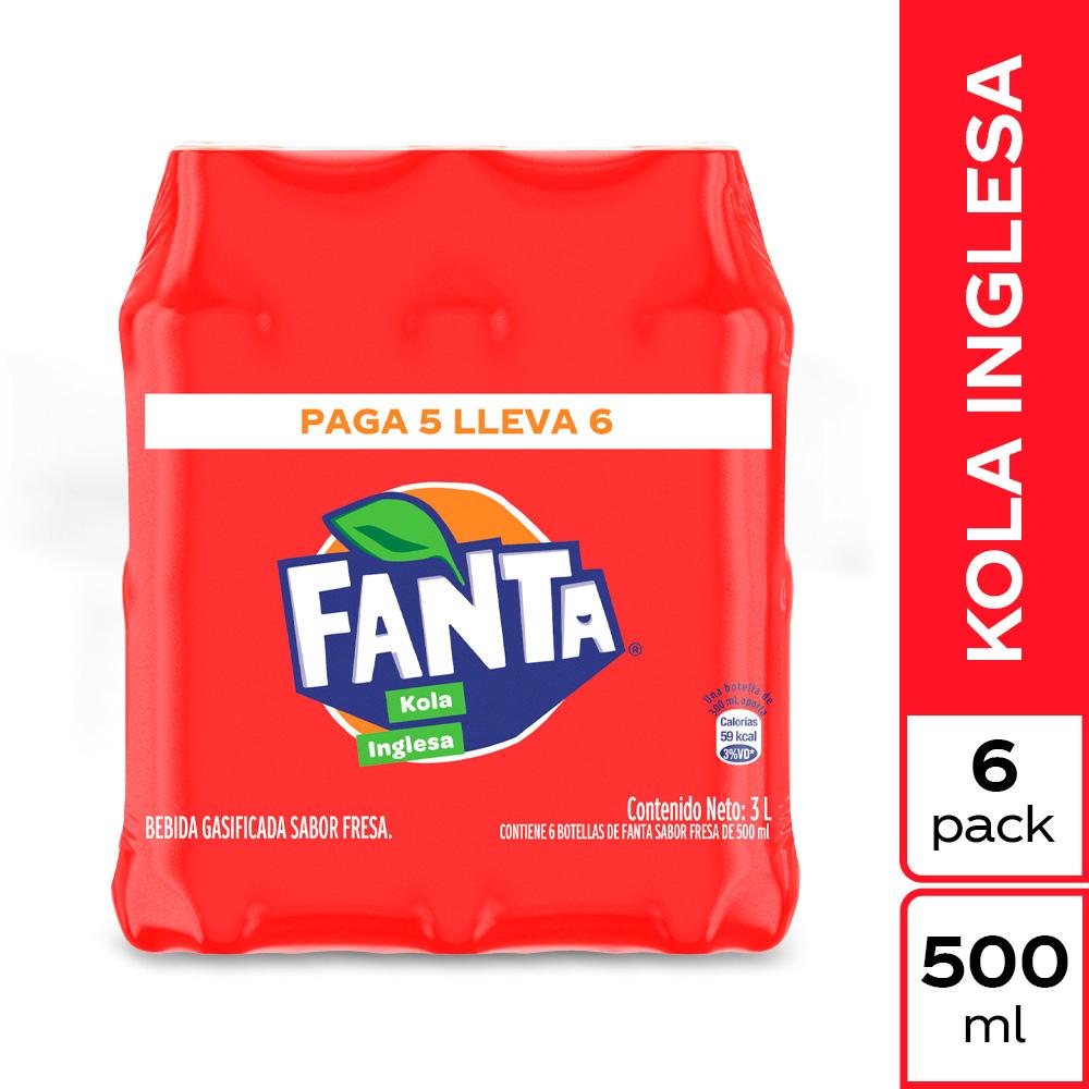 Sixpack Gaseosa Fanta Kola Inglesa Botella 500ml