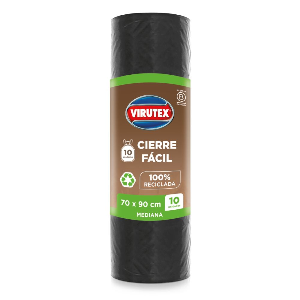Bolsa de Basura Virutex Cierre Fácil 70L Rollo 10un