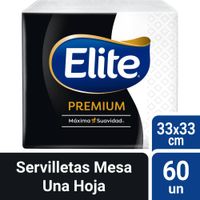 Servilletas Dobladas en 4 Elite Mesa Blancas Paquete 60 Unidades