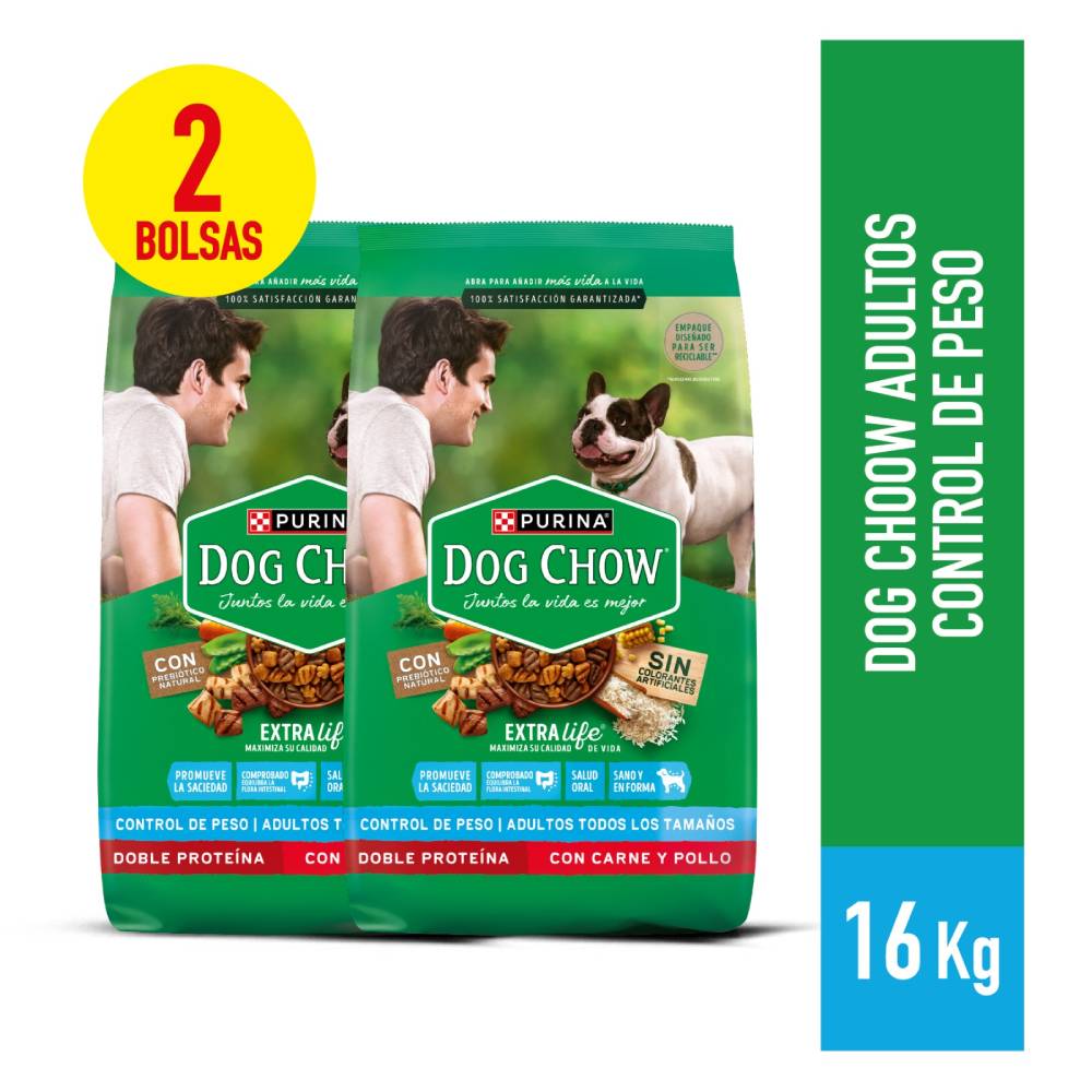 Twopack Alimento para Perros Adultos Dog Chow Control de Peso 8kg