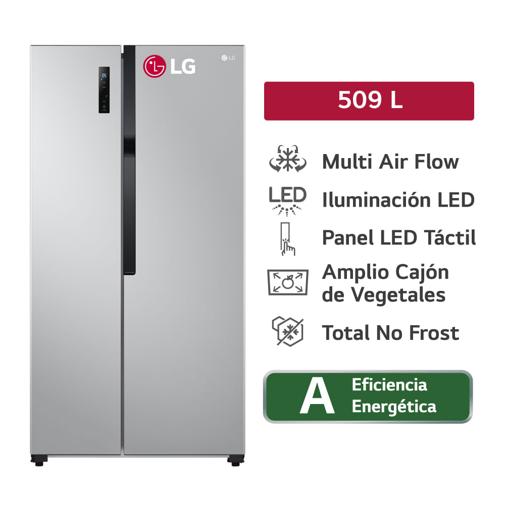 Refrigerador Side by Side LG LS51BPP 509L Multi Air Flow Plateada