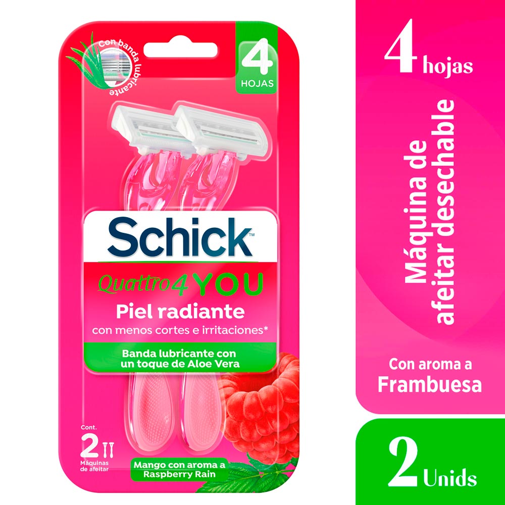 Twopack Máquina de Afeitar Desechable Schick Quattro Raspberry Rain