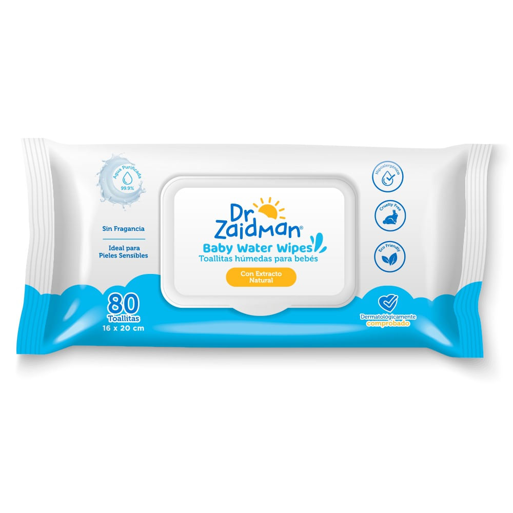 Toallitas Húmeadas Dr Zaidman Baby Water Wipes 80un