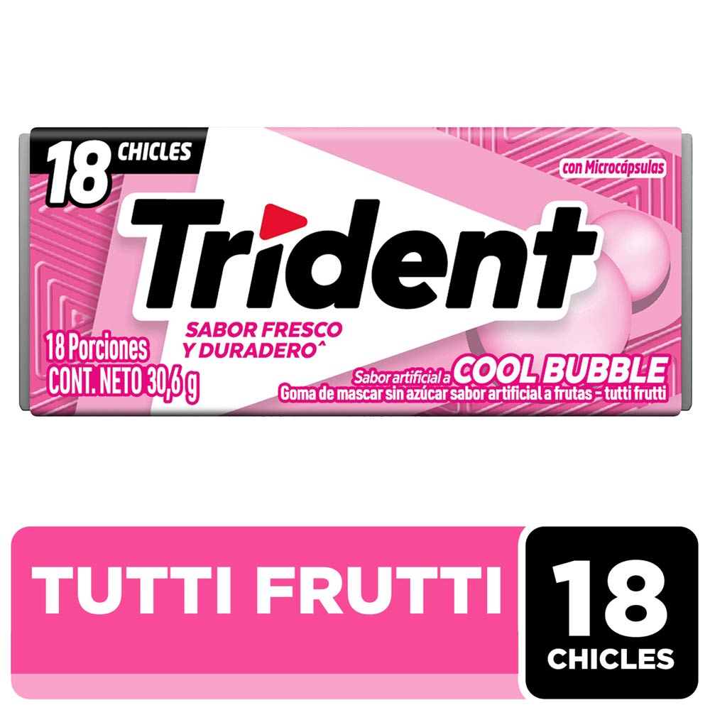 Chicles Sin Azúcar Trident Evup Cool Bubble 18un