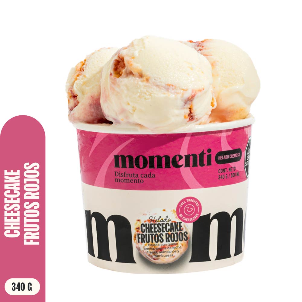 Helado Momenti Gelato Cheesecake Frutos Rojos 500ml