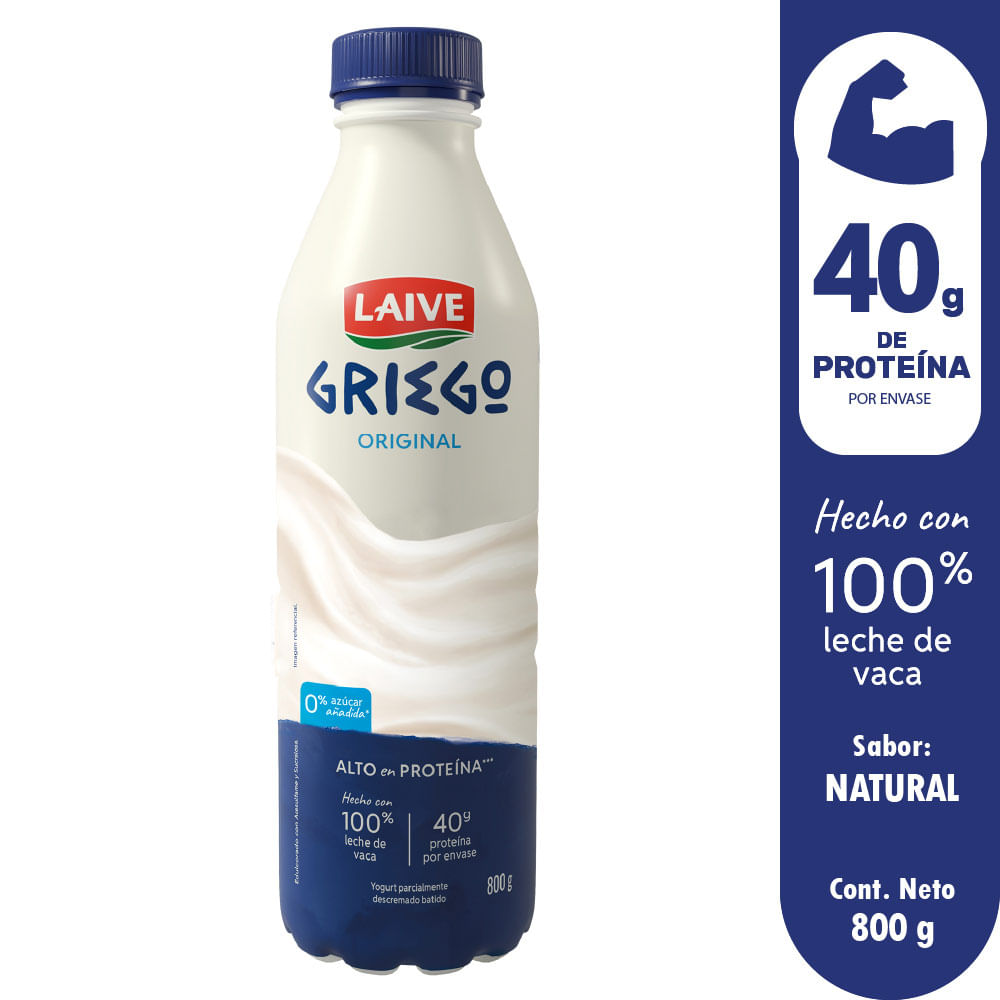 Yogurt Batido Natural Laive Griego Botella 800g