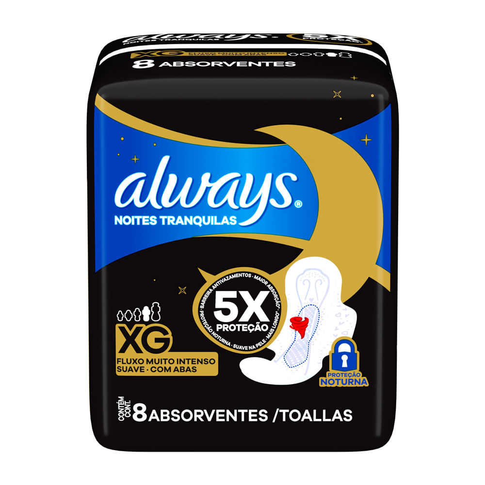 Toallas Higiénicas Always Noches Tranquilas Suave XG 8un