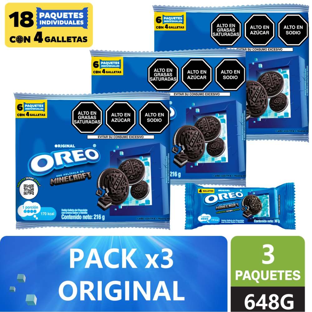 Sixpack x3 Galletas Rellenas Oreo Original 36g