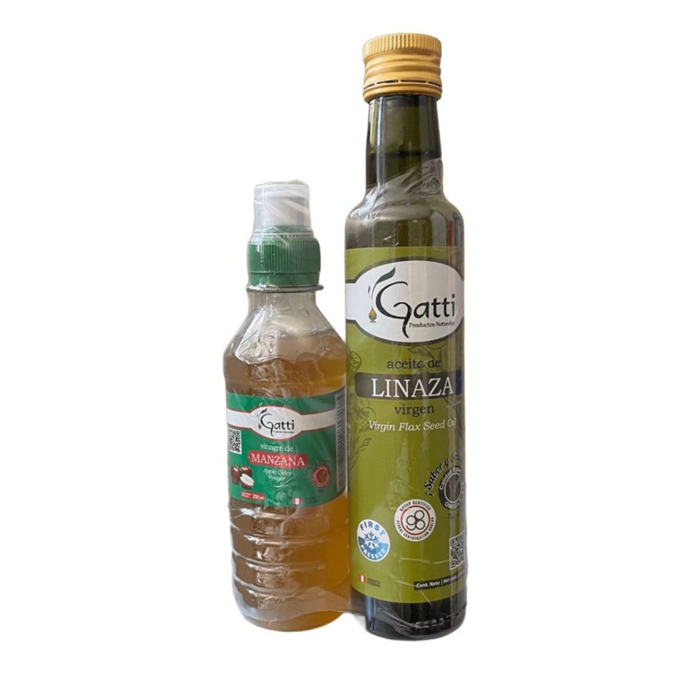 Pack Gatti: Aceite de Linaza 250ml + Vinagre de Manzana 250ml