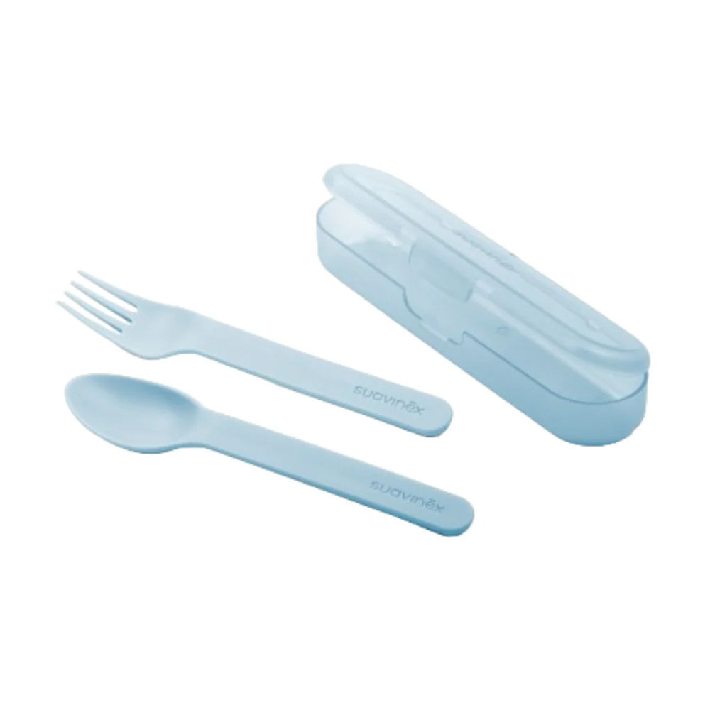Set Cubiertos con Estuche Suavinex Azul +12m