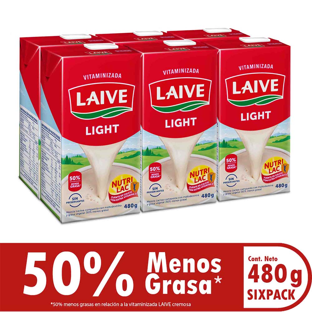 Sixpack Mezcla Láctea Laive Light Caja 480g