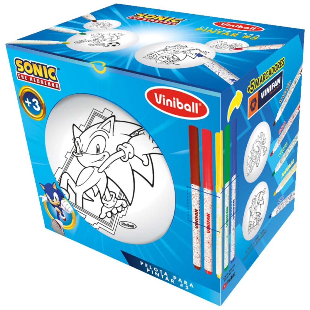Pelota para Pintar #5 Viniball Sonic + 5 Plumones