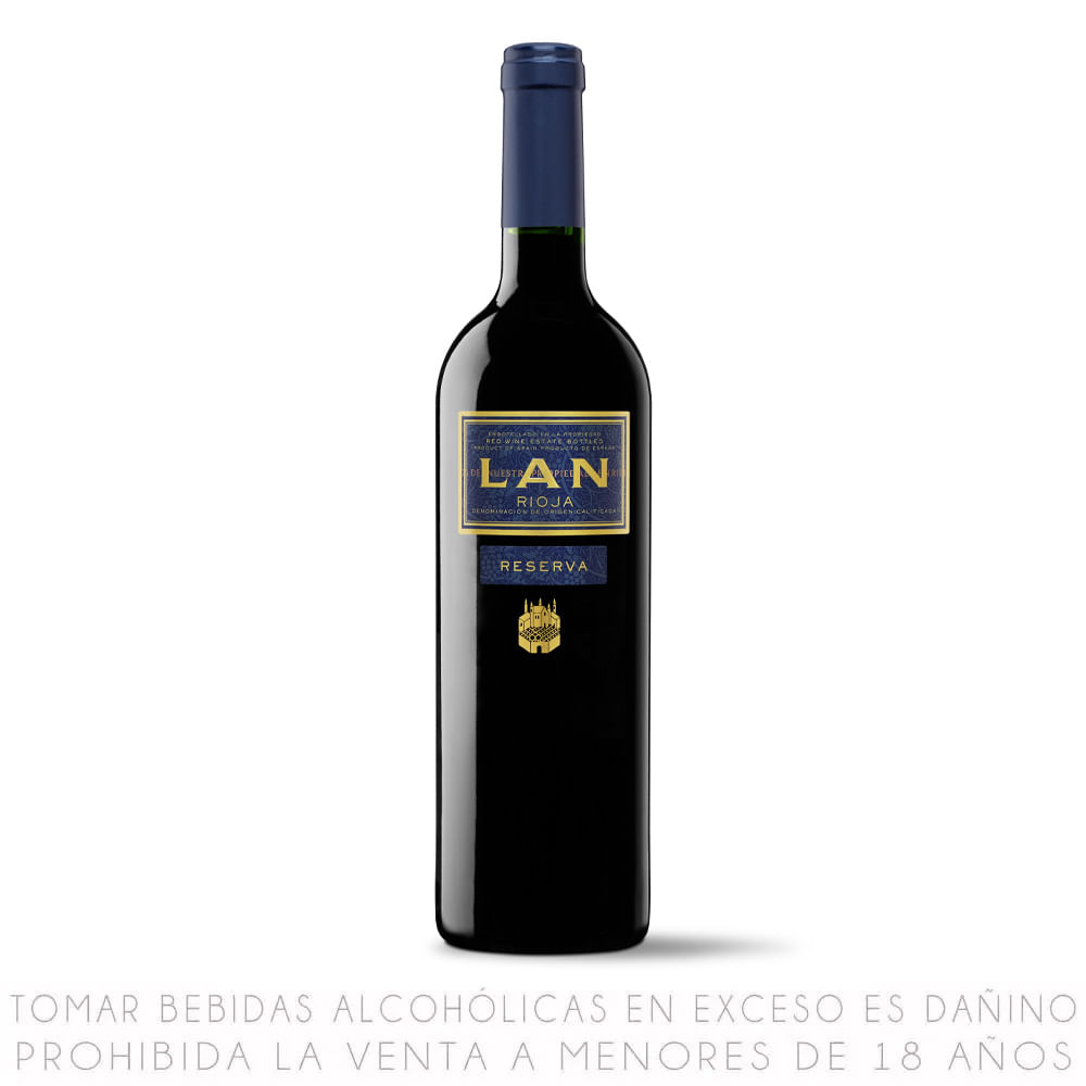 Vino Tinto Tempranillo Lan Reserva Botella 500ml