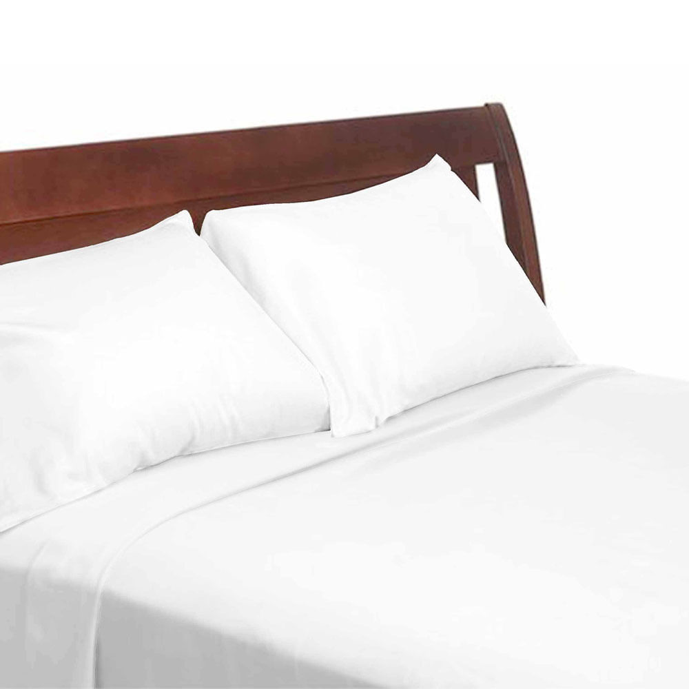 Juego de Sabana Krea Lisa King Plaza 300H Algodón Blanco