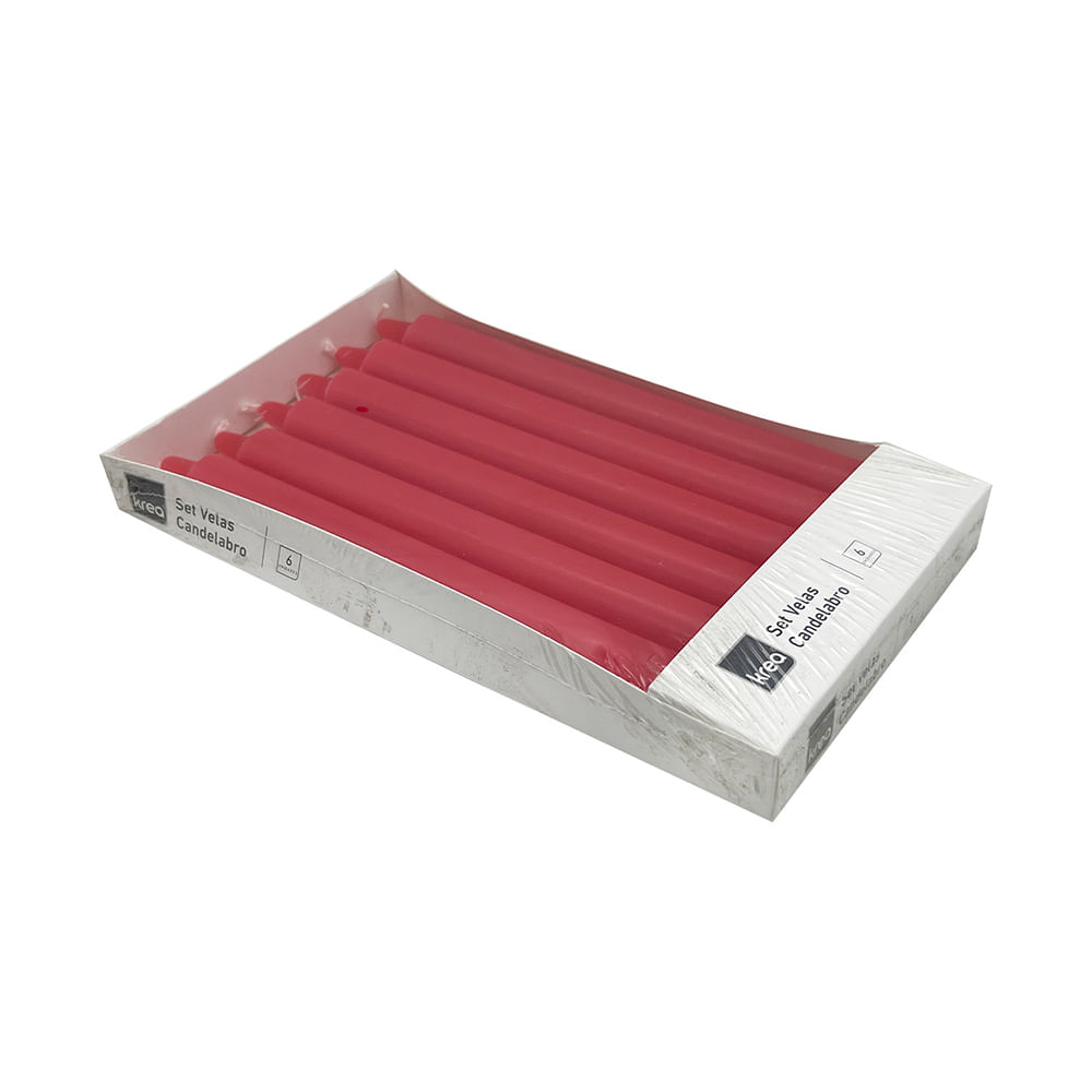 Pack Velas Krea Candelabro Rojo