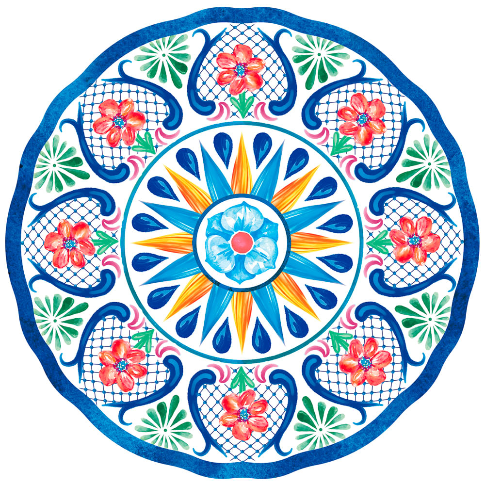 Plato XL Mándala Krea Flores