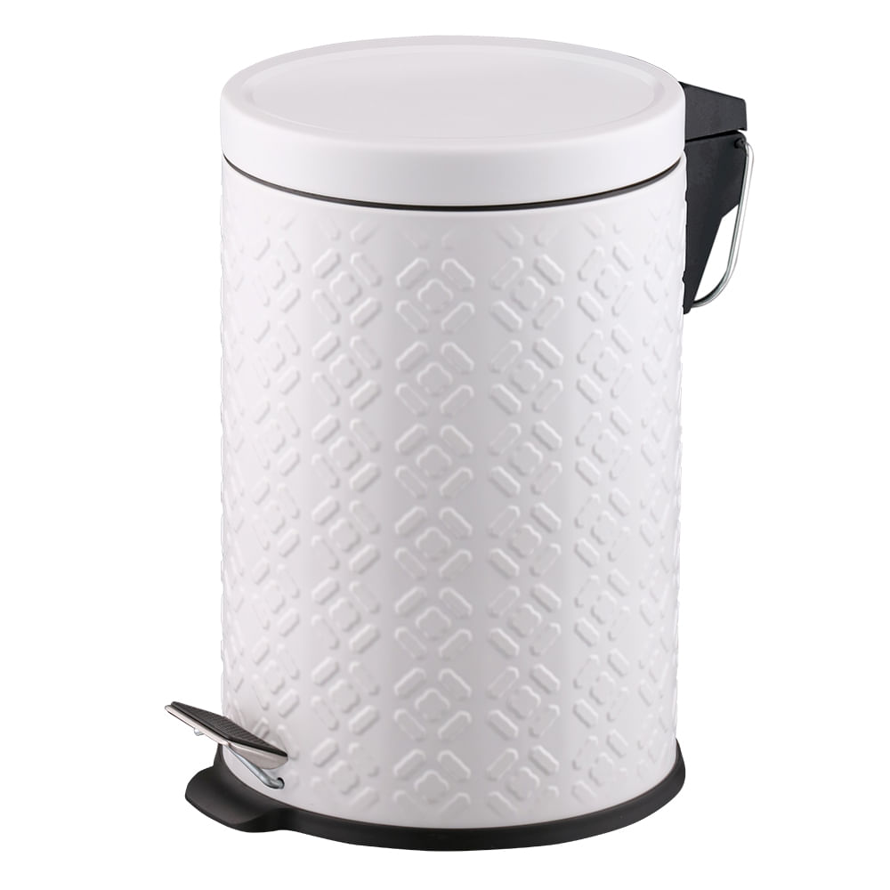 Basurero Pedal Krea Metal 5.6L Textura Bco