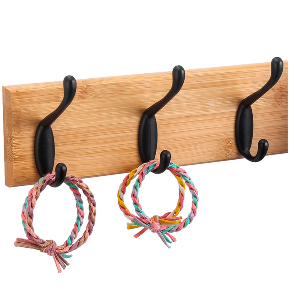 Percha Funcional On Time Madera 3 Ganchos Metal