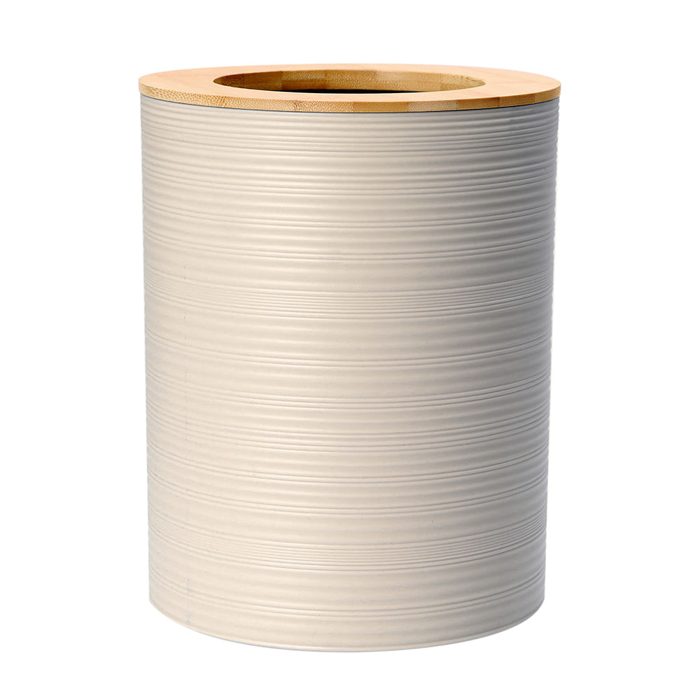 Basurero Krea Plástico Bambú Ecru