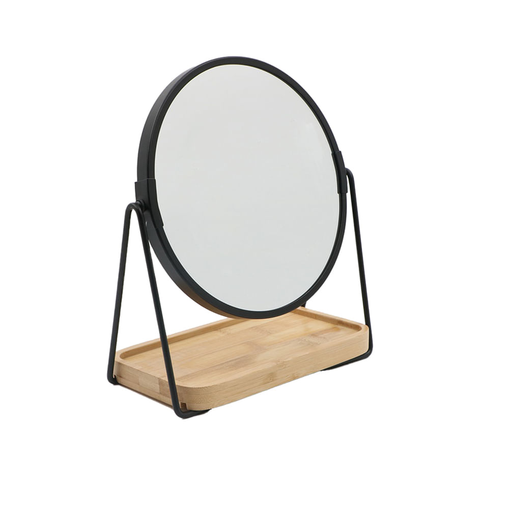 Espejo Bamboo Krea con Metal Redondo 18.5x10x21cm
