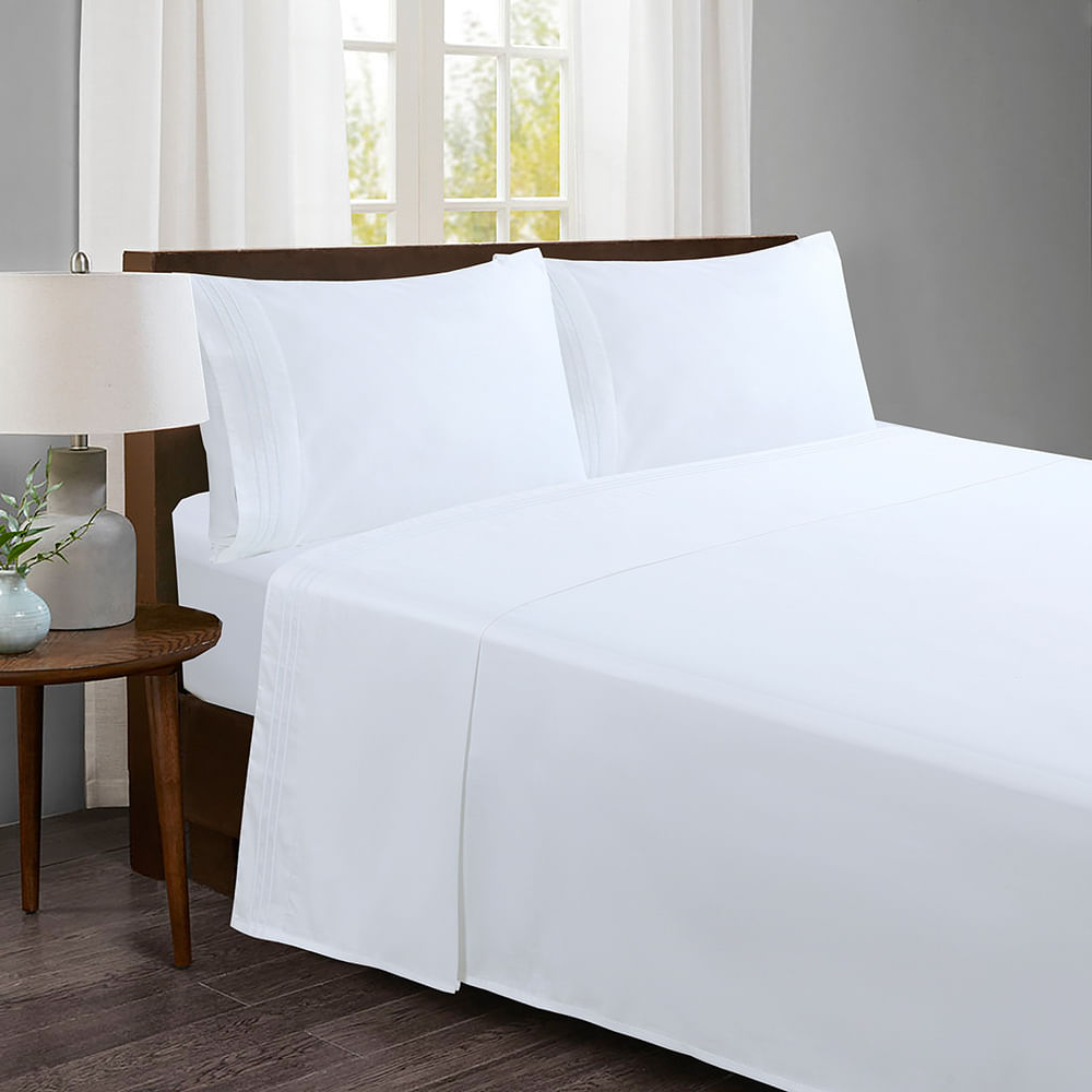 Sabana Bordada On Time King Plaza 230H Algodón Hojas