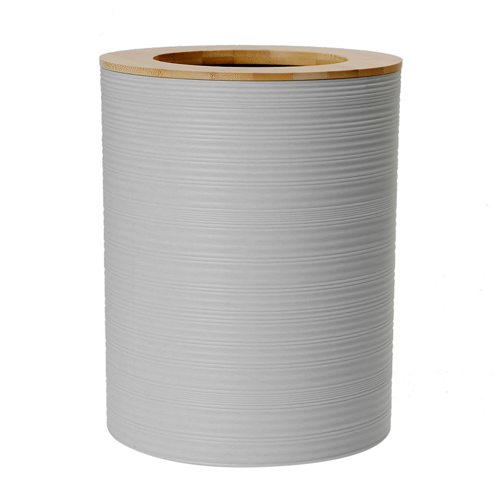 Basurero Krea Plástico Bambú Gris