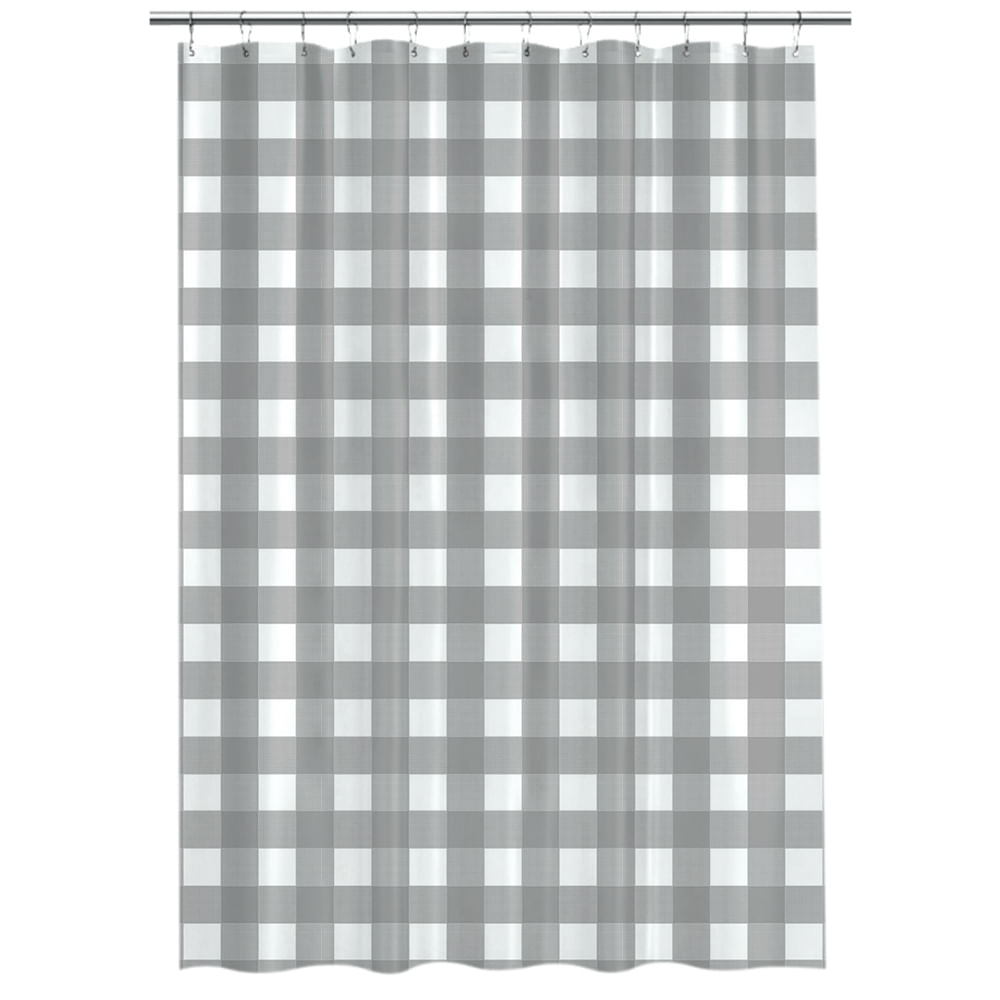 Cortina de Baño Krea Peva con Ganchos Tartan