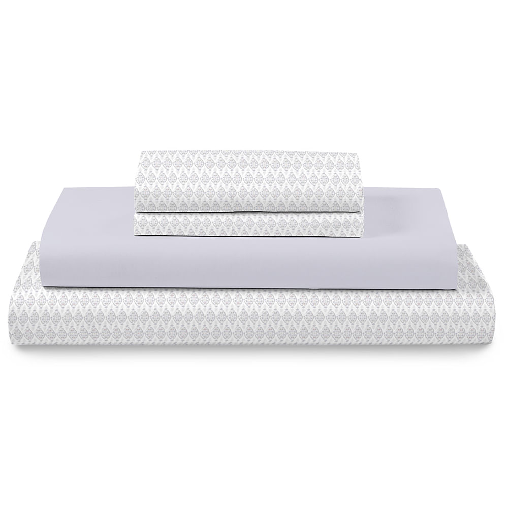 Juego de Sabana Estampada Krea 2 Plazas 144H Polialgodón Rombo