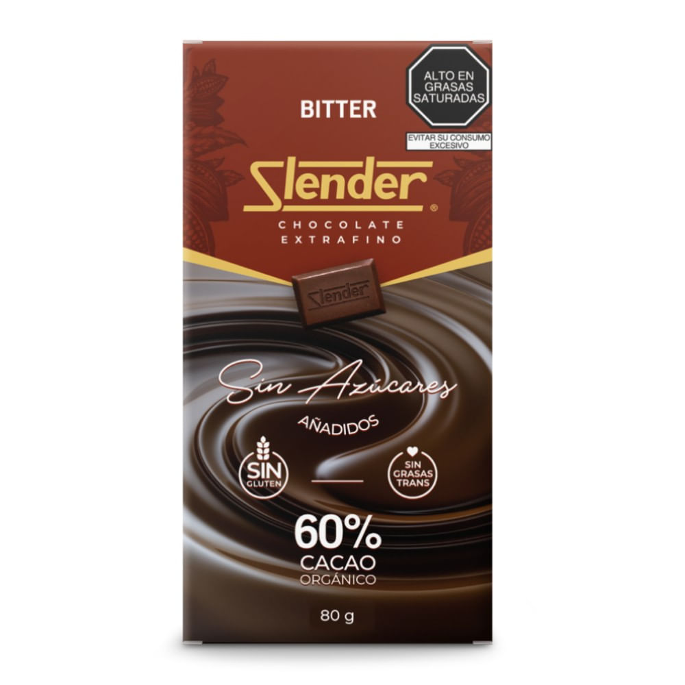 Chocolate Bitter Sin Azúcar Slender 80g