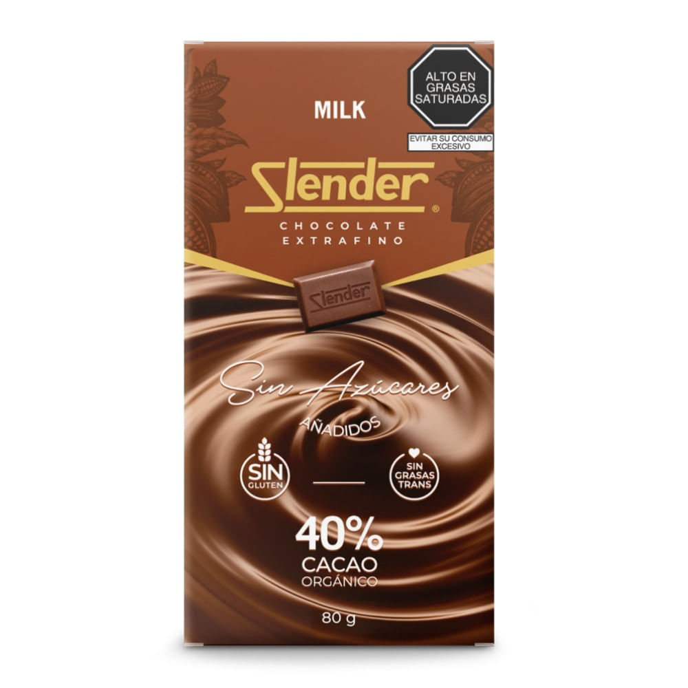 Chocolate con Leche Sin Azúcar Slender 80g