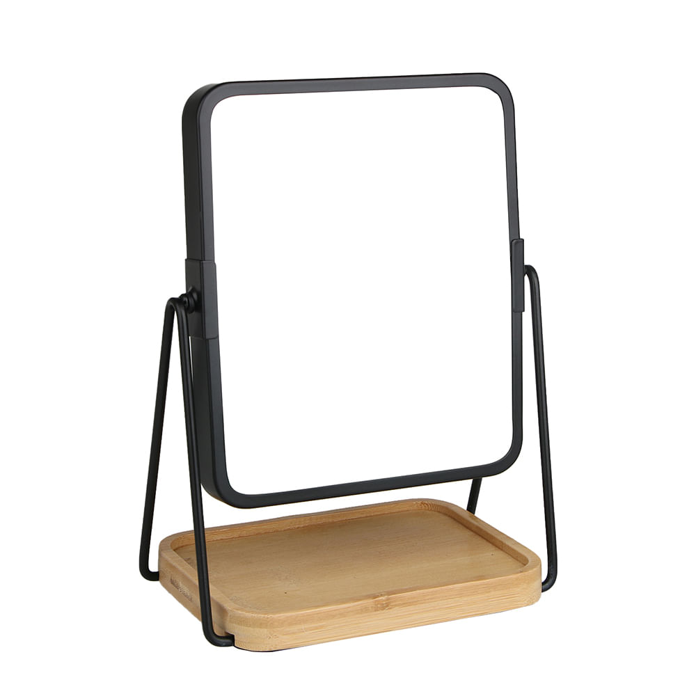 Espejo Bamboo Krea con Metal Cuadrado 18.5x10x21