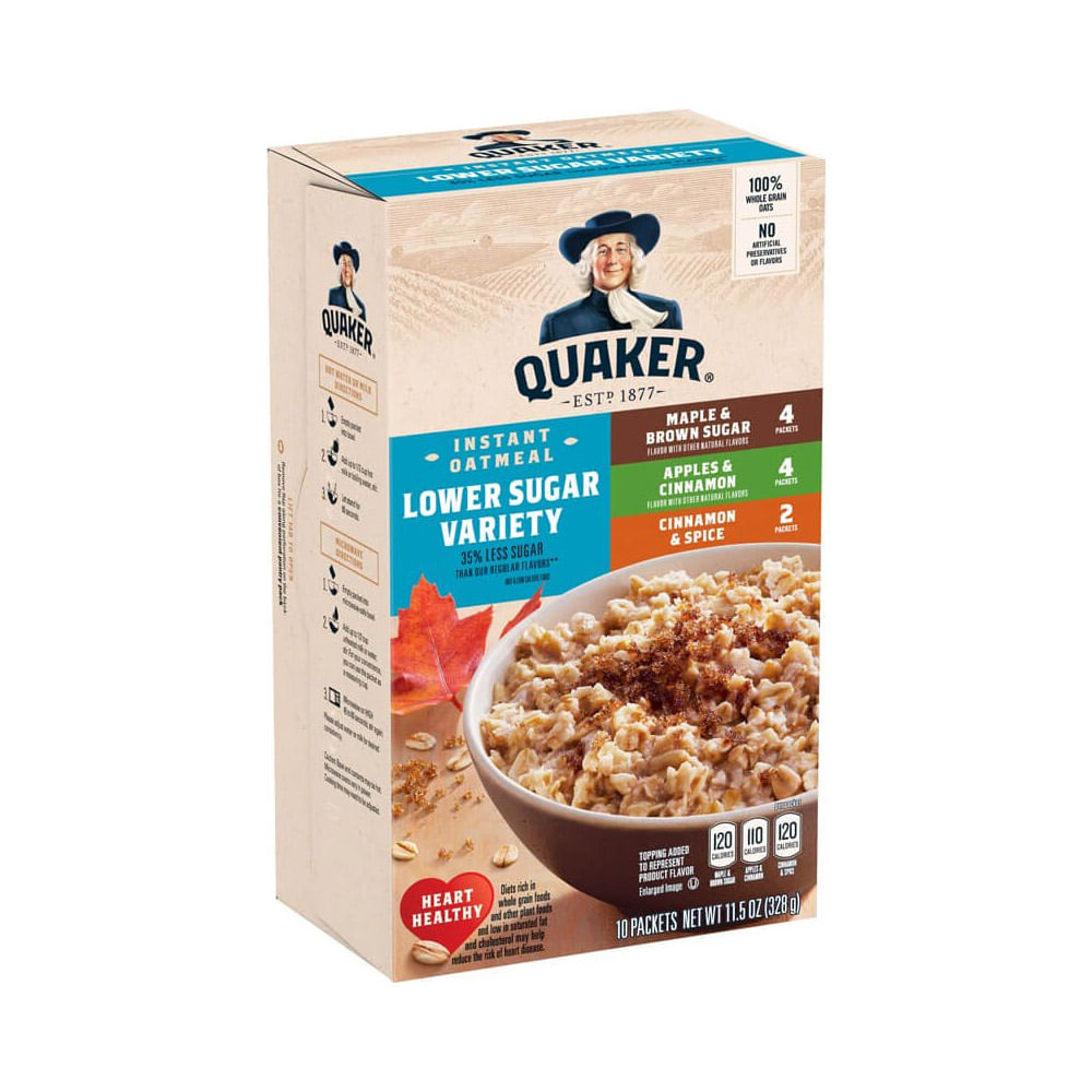 Pack de Avena Instantánea Quaker Lower Sugar 10un