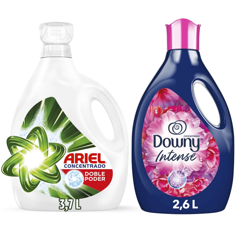Detergente Lq Ariel Doble Poder 3.7L + Suavizante Downy Floral 2.6L