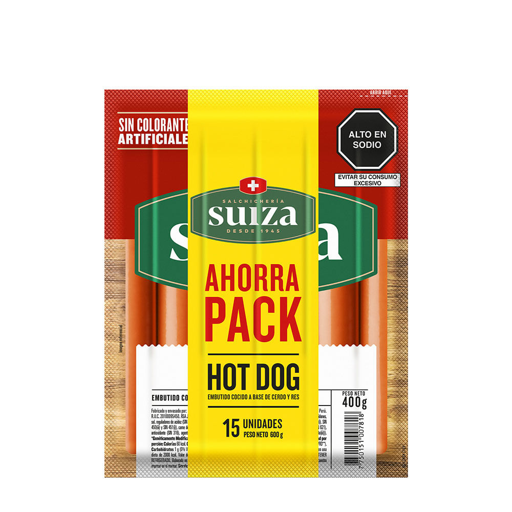 Pack Suiza: Hot Dog 400g + Hot Dog 200g