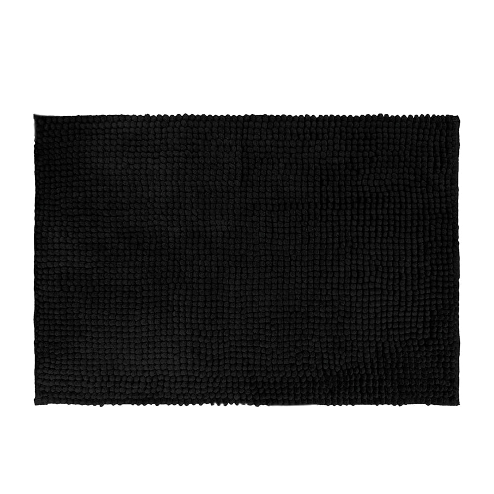 Piso Baño Krea Shaggy Microfibra 40x60cm Negro