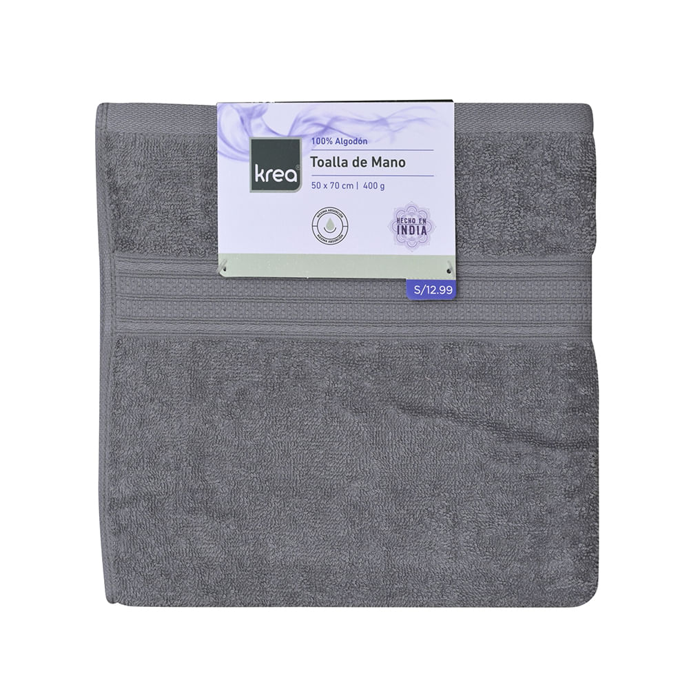 Toalla Mano Krea 50x70cm 400gsm Gris Oscuro