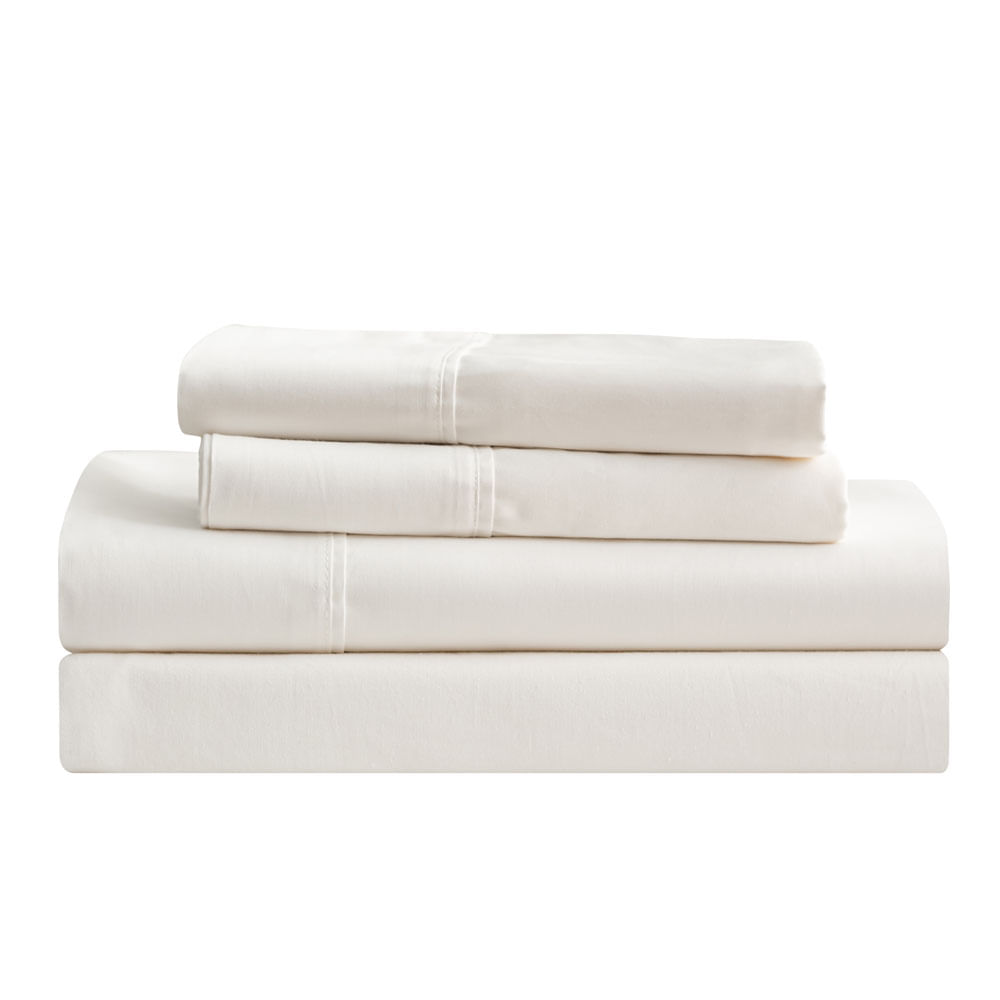 Juego de Sabana Krea Lisa 2 Plazas 400H Algodón Blanco