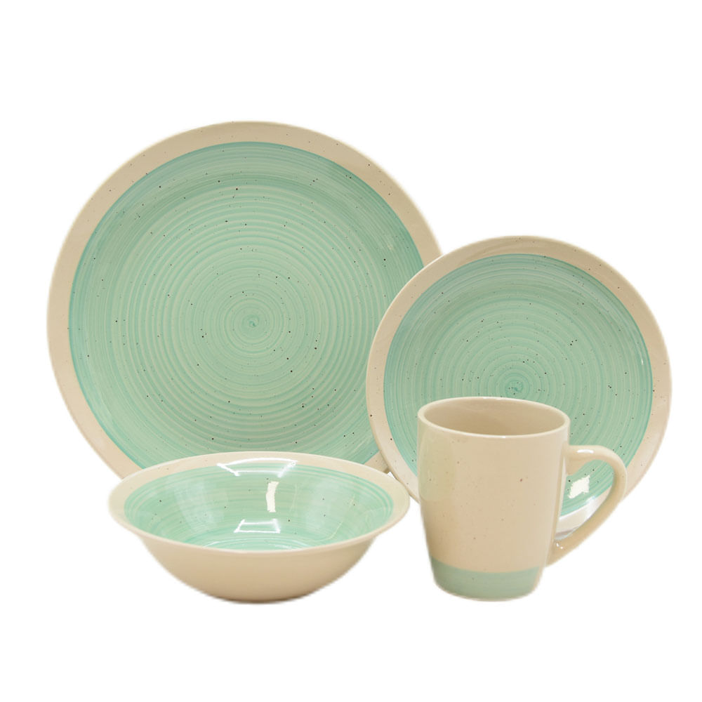 Juego de Vajilla 16 Piezas Cerámica Color & Speckle