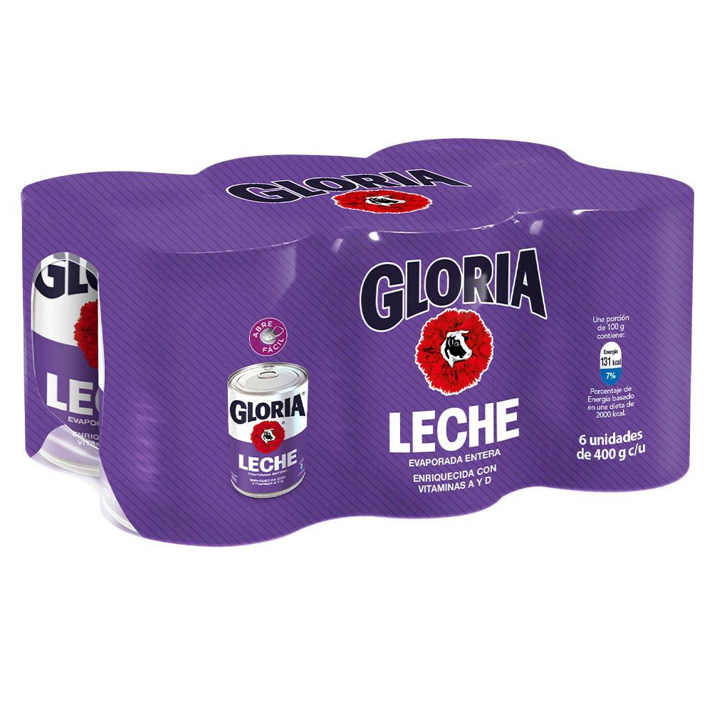 Pack x6 Leche Evaporada Gloria Entera