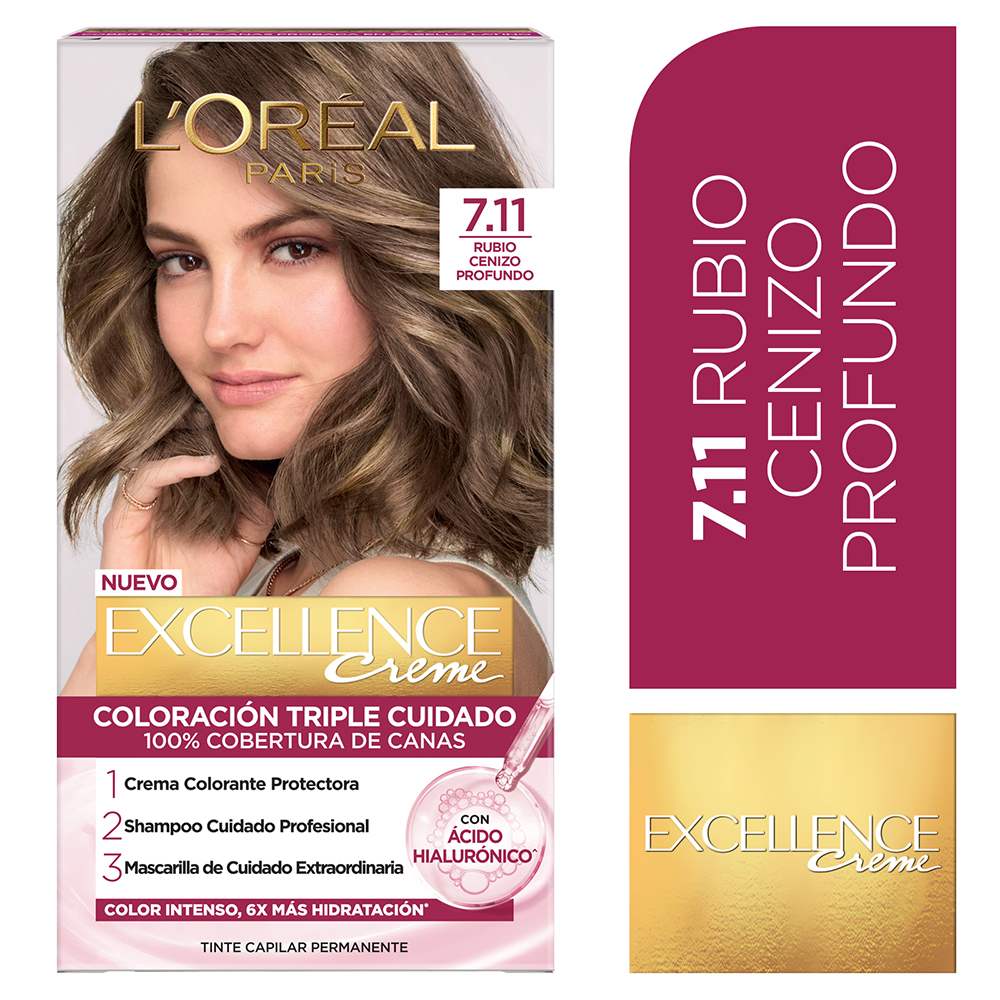 Tinte para Cabello 7.11 Rubio Cenizo Profundo Creme Caja 162.5 ml