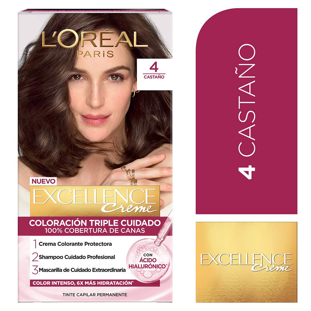 Tinte para Cabello 4 Castaño Creme Caja 162.5 ml